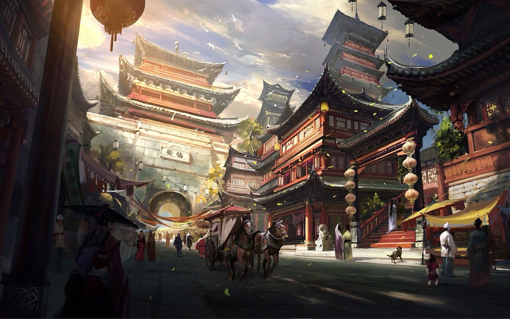 白噪音丨穿越回古代的集市 在街上听着周杰伦的歌