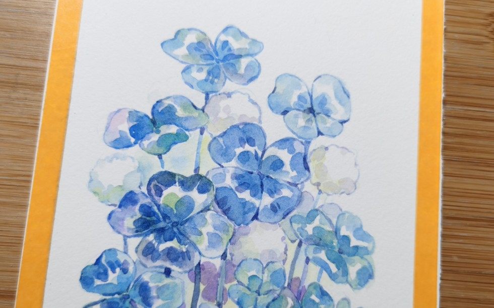 活动作品水彩蓝色四叶草