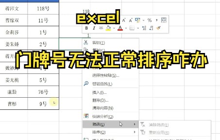 【Excel技巧】教你当在excel中门牌号无法正常排序咋办哔哩哔哩bilibili