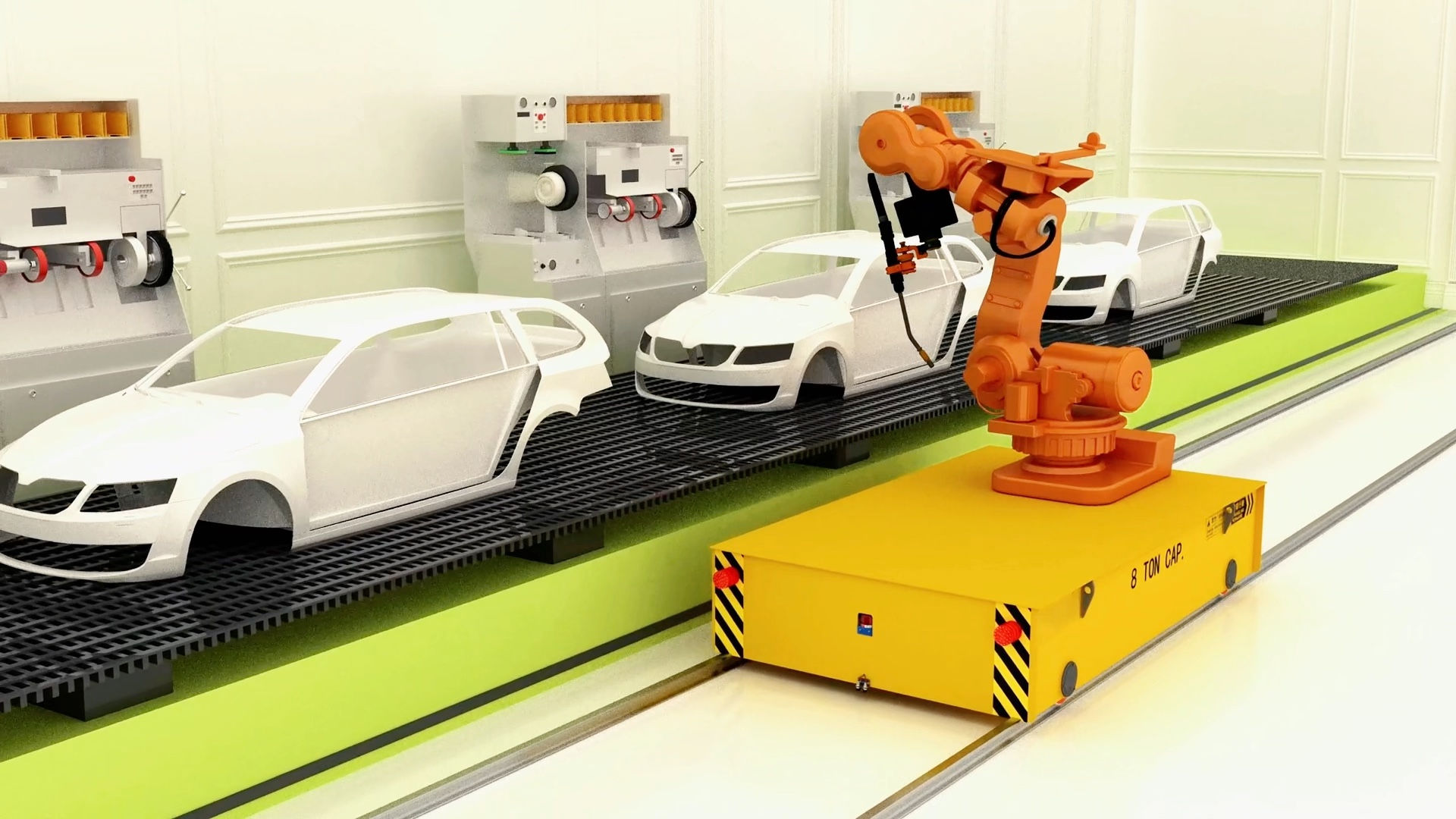 汽车制造业机械手联动自动化轨道运输车智能化plc自动运行轨道车