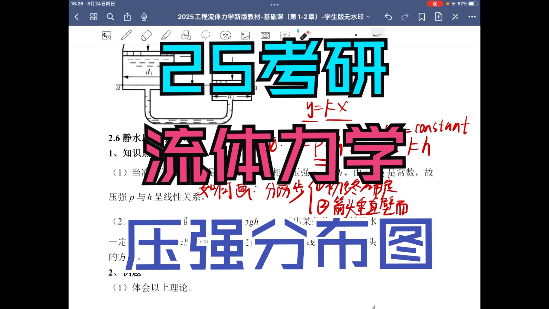 [图]【25年考研】【工程流体力学】【流体力学】【水力学】【应用流体力学】【气体动力学基础】【压强分布图讲解】