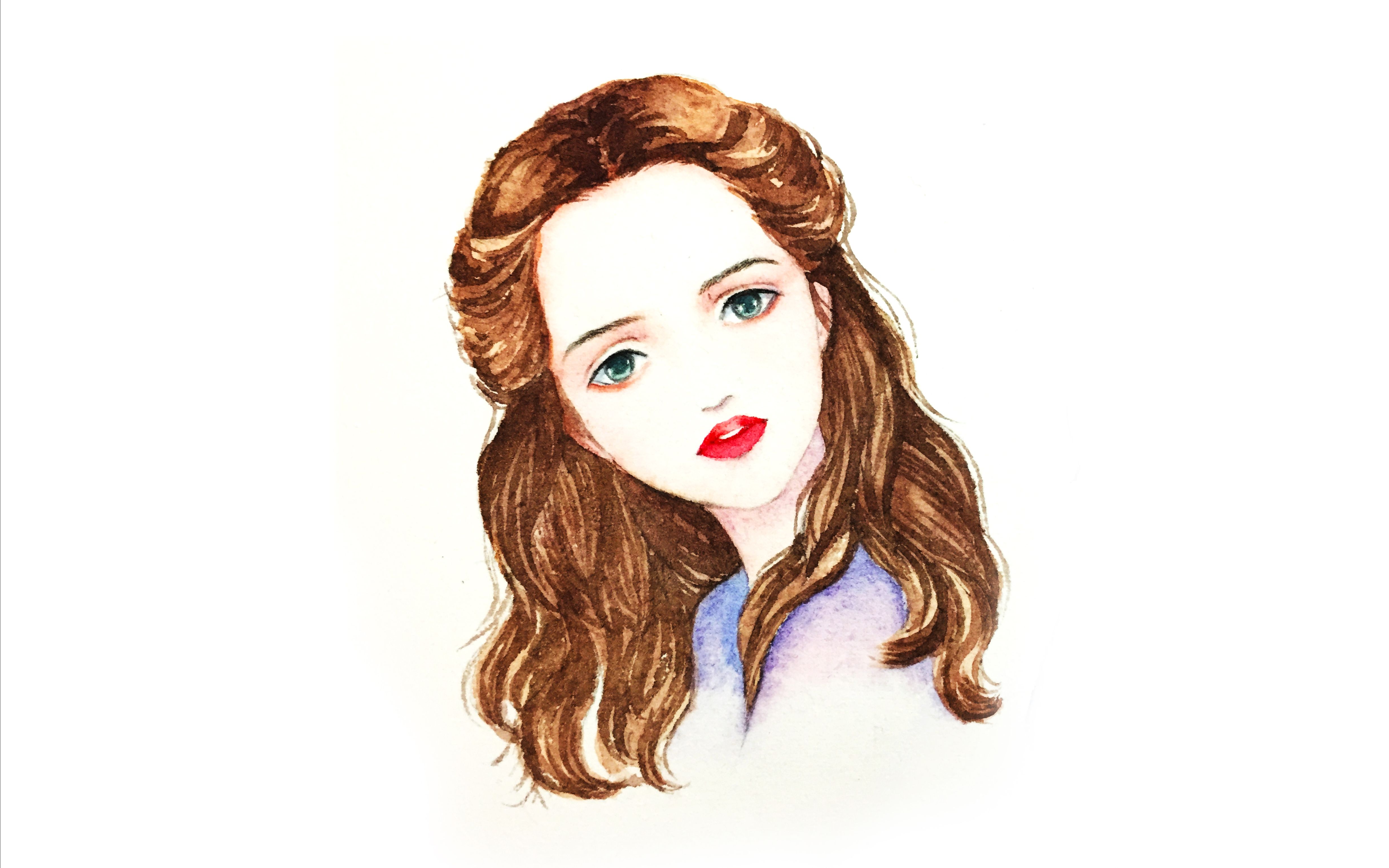 【六月水彩手绘过程】水彩少女上色过程