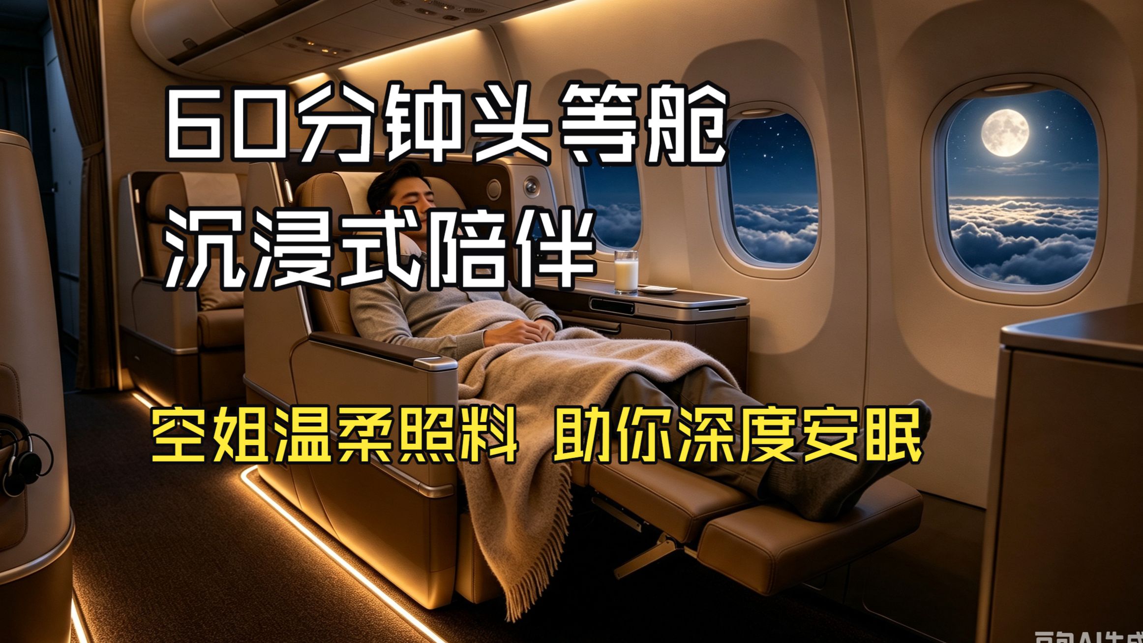 【60分钟沉浸式头等舱陪伴｜超温柔女声】深夜长途航班专属空姐贴身照料，治愈职场焦虑失眠，深度放松一夜