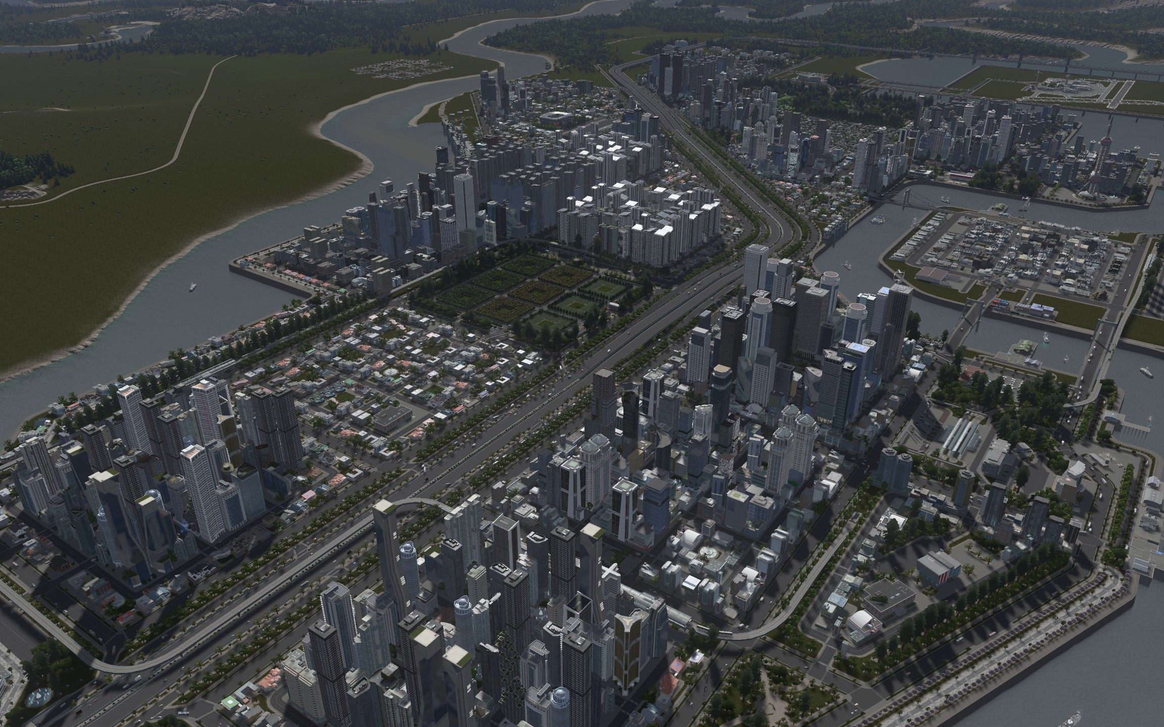 [图]都市天际线(CitiesSkylines)——落日港湾打造超级街区【超长32小时实况】