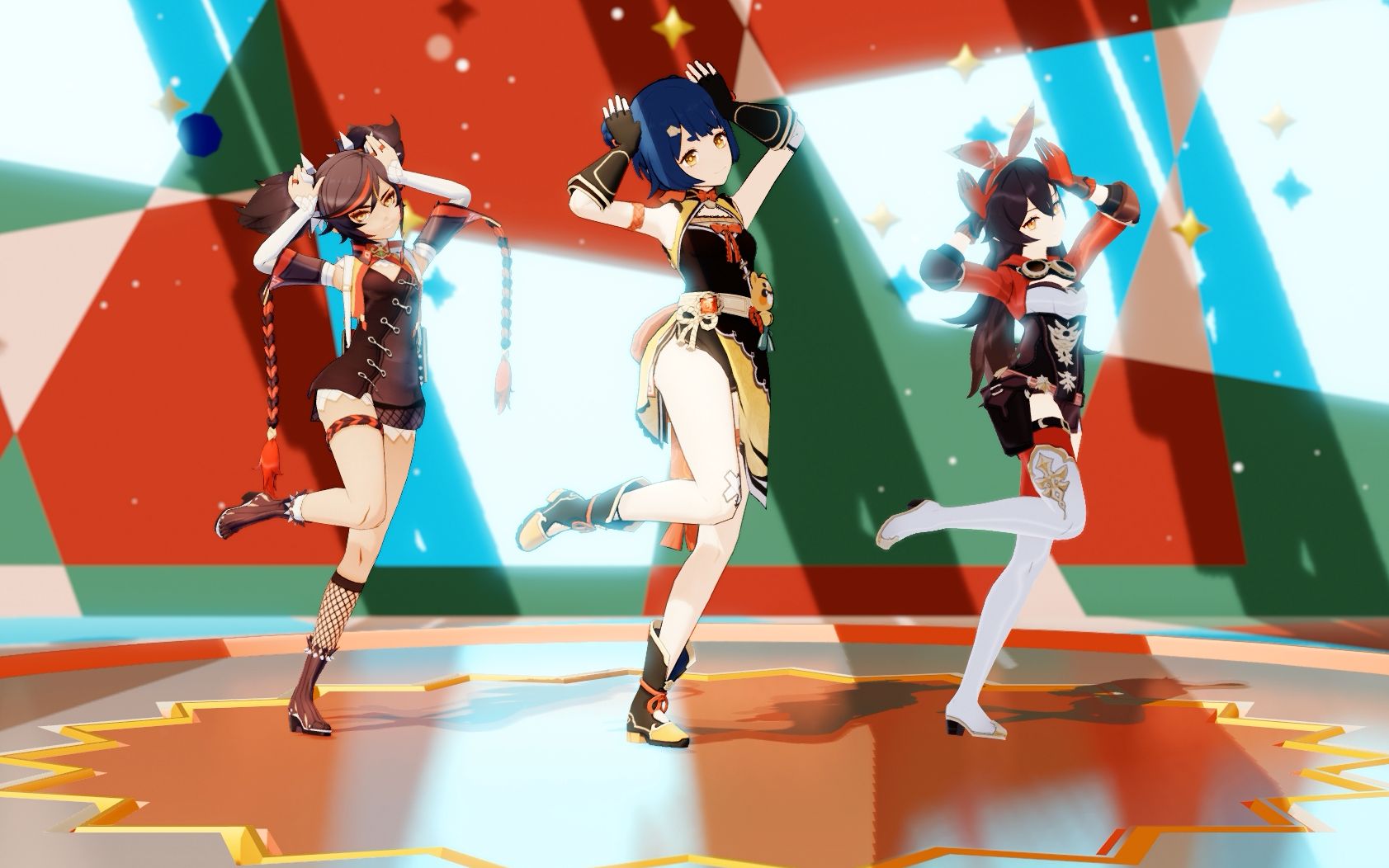【原神mmd】火系三人组 香菱 安柏 辛焱-好き!雪!