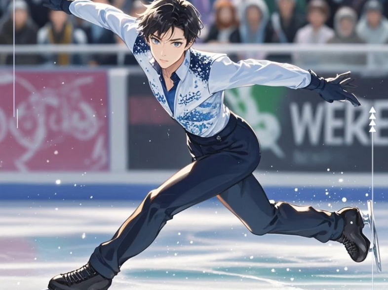 动漫滑冰的帅气登场
