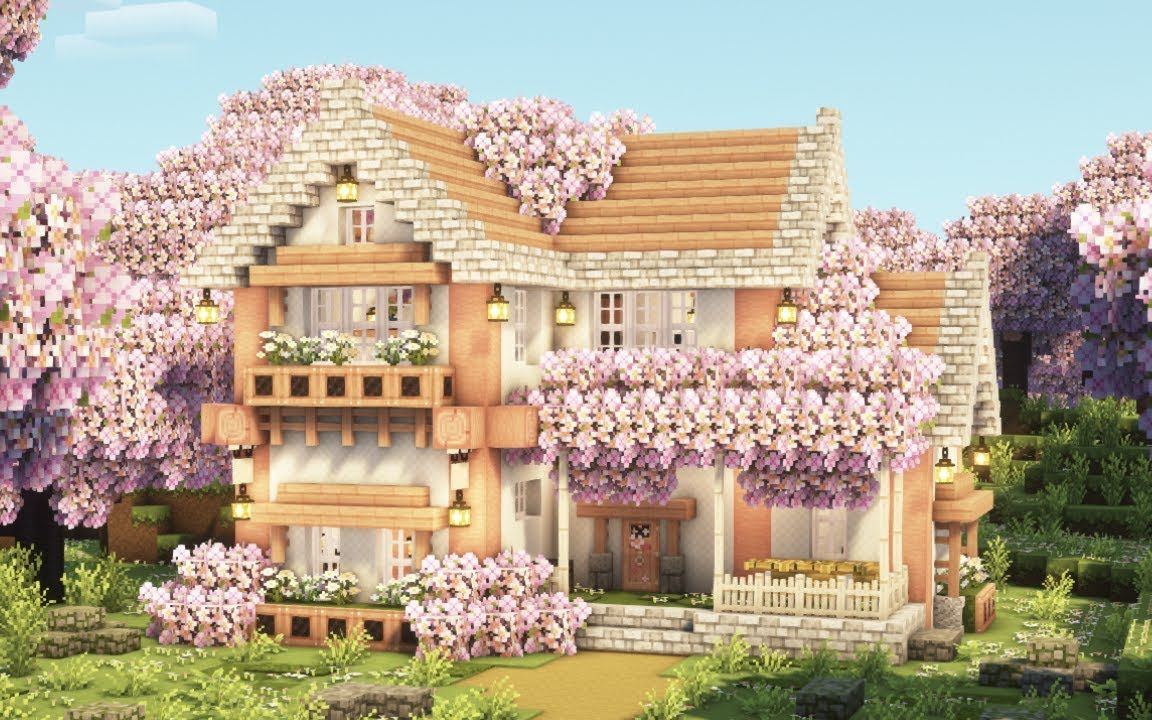 【Minecraft建筑教程】1.20樱花屋