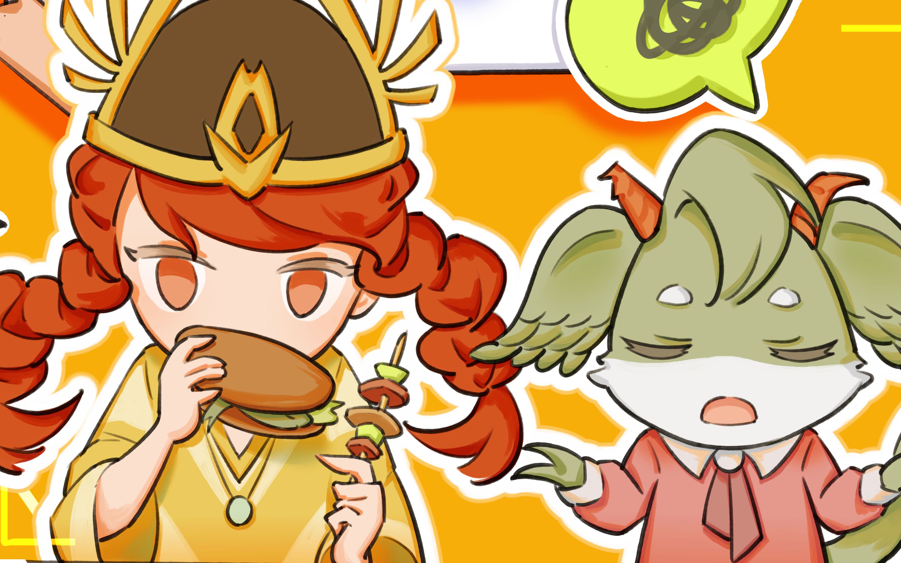 【饥荒绘画】鱼妹请女武神吃饭【medibang上色过程】