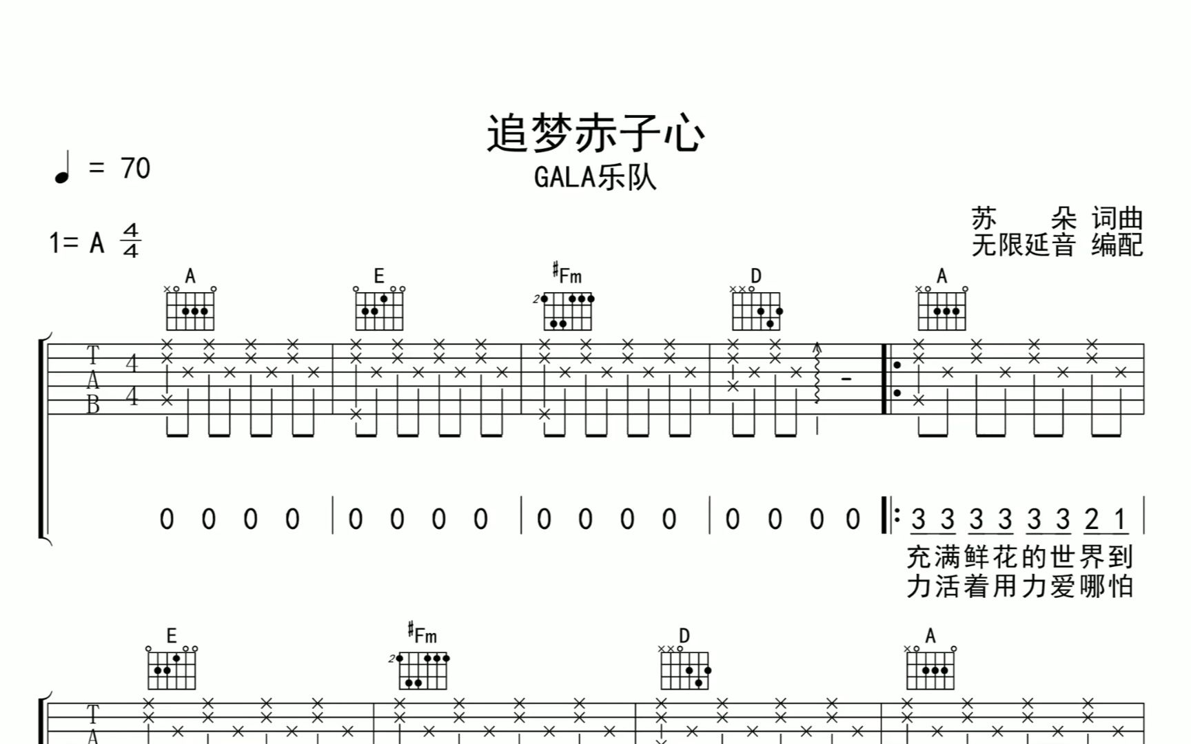 追梦赤子心,吉他谱,吉他弹唱,动态吉他谱哔哩哔哩bilibili