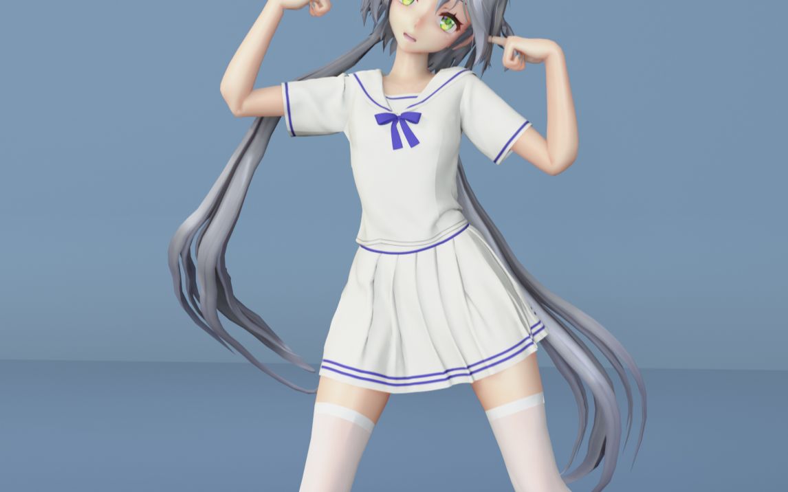 mmd竖屏洛天依白色水手服蹦蹦跳跳活力全开的天依