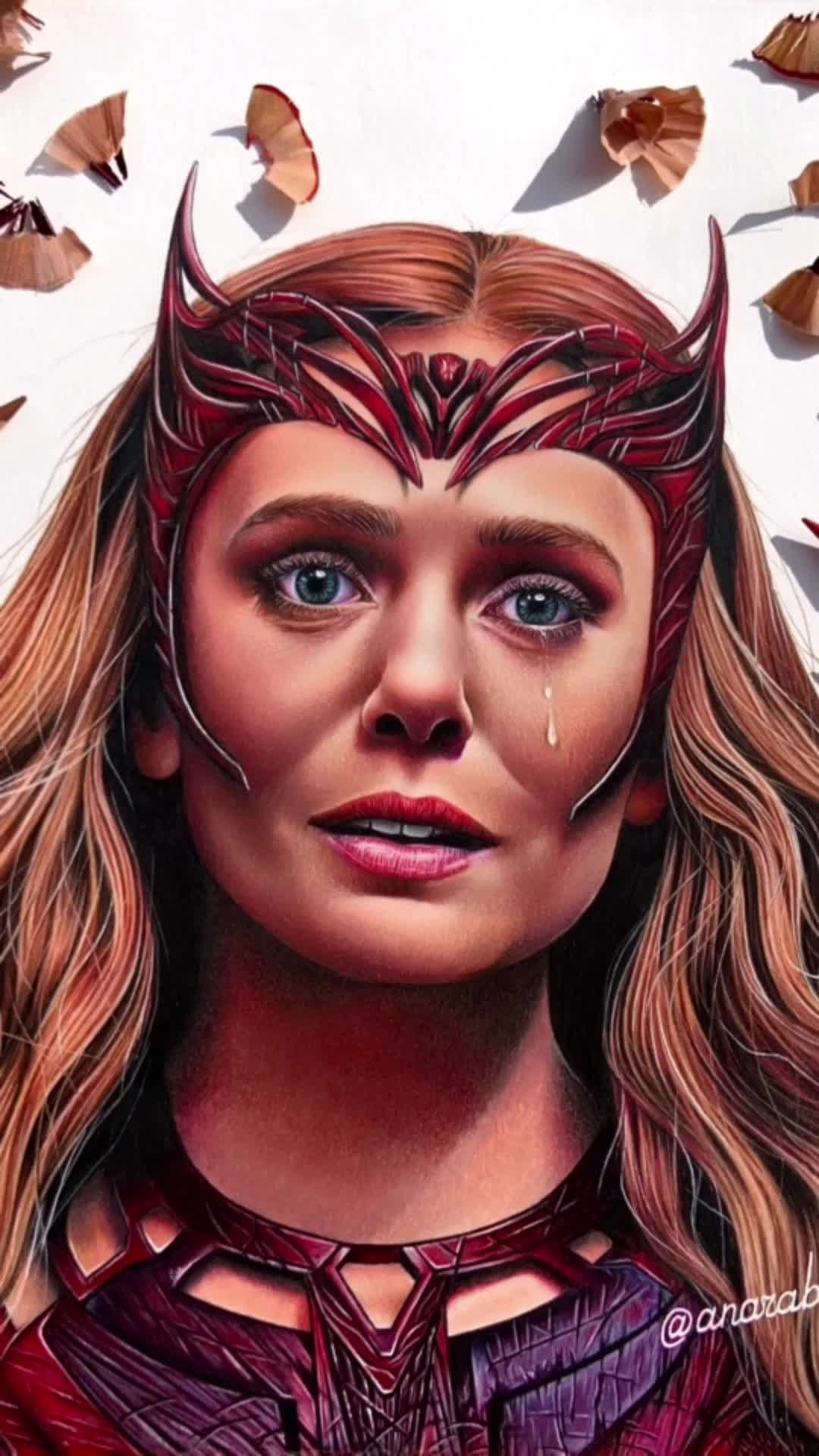 用彩铅手绘漫威英雄绯红女巫