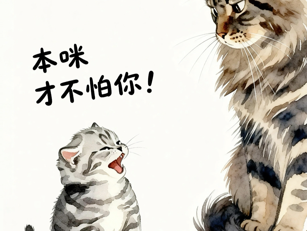 小猫：本咪才不怕你！