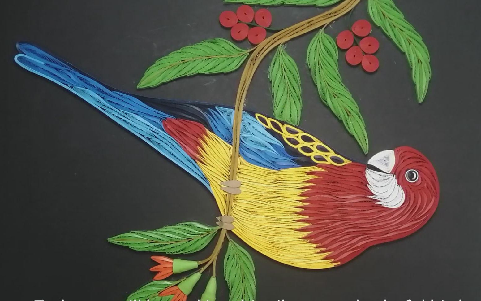 衍纸【quiling】 如何制作色彩鲜艳的鸟 鸟立枝头