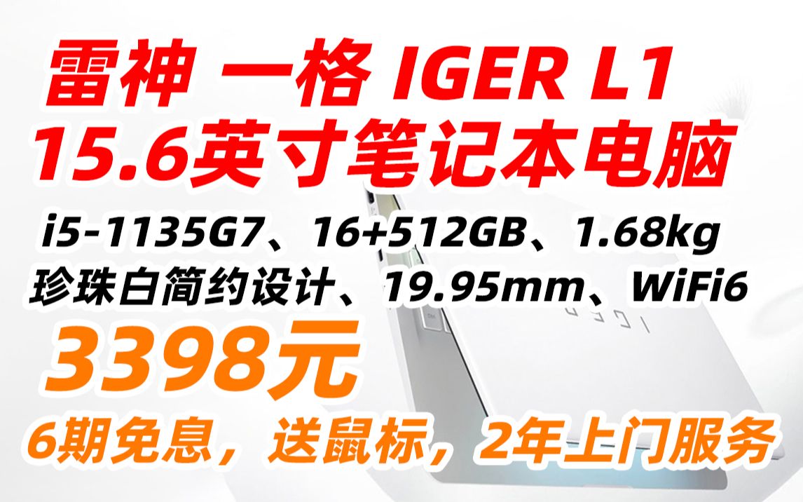 雷神(ThundeRobot) 一格 IGER L1 小白 15.6英寸 高性能 全能 轻薄 设计师 笔记本电脑(i51135G7、16GB、512GB)33哔哩哔哩bilibili