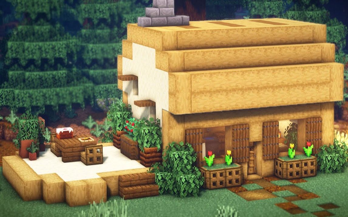 我的世界 | 怎样搭建一间温馨的田园风面包简易小屋 / 面包店 | 搭建