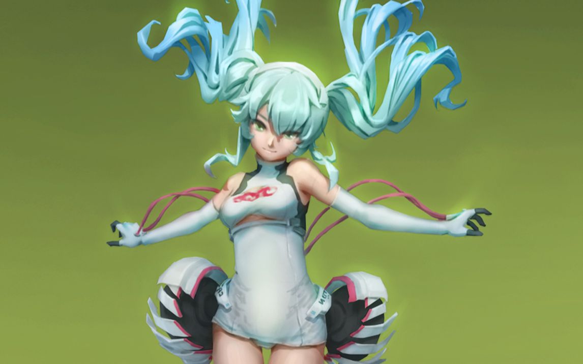 【绘画过程】画一只赛车初音~|叠色练习