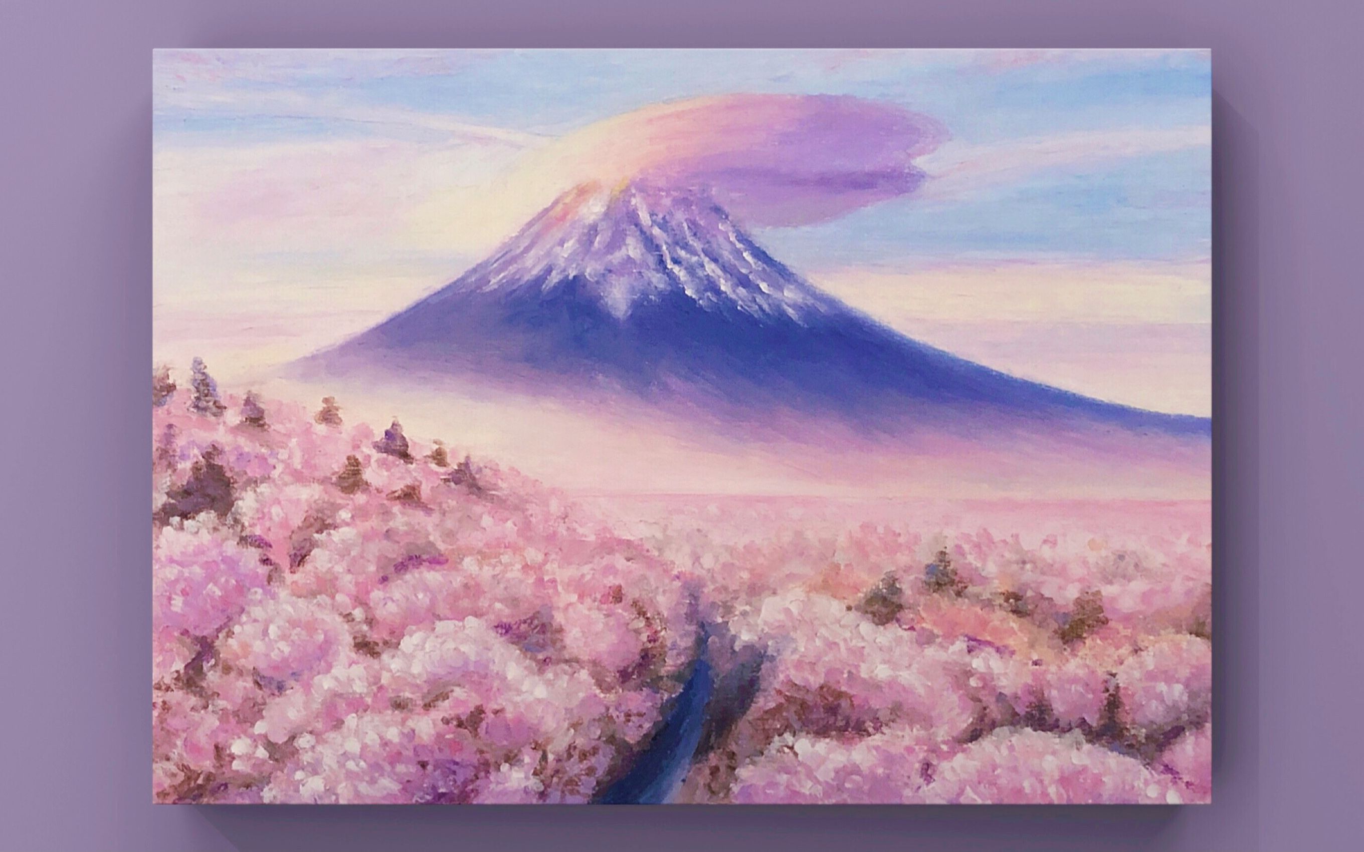油画棒富士山下绘画过程色号