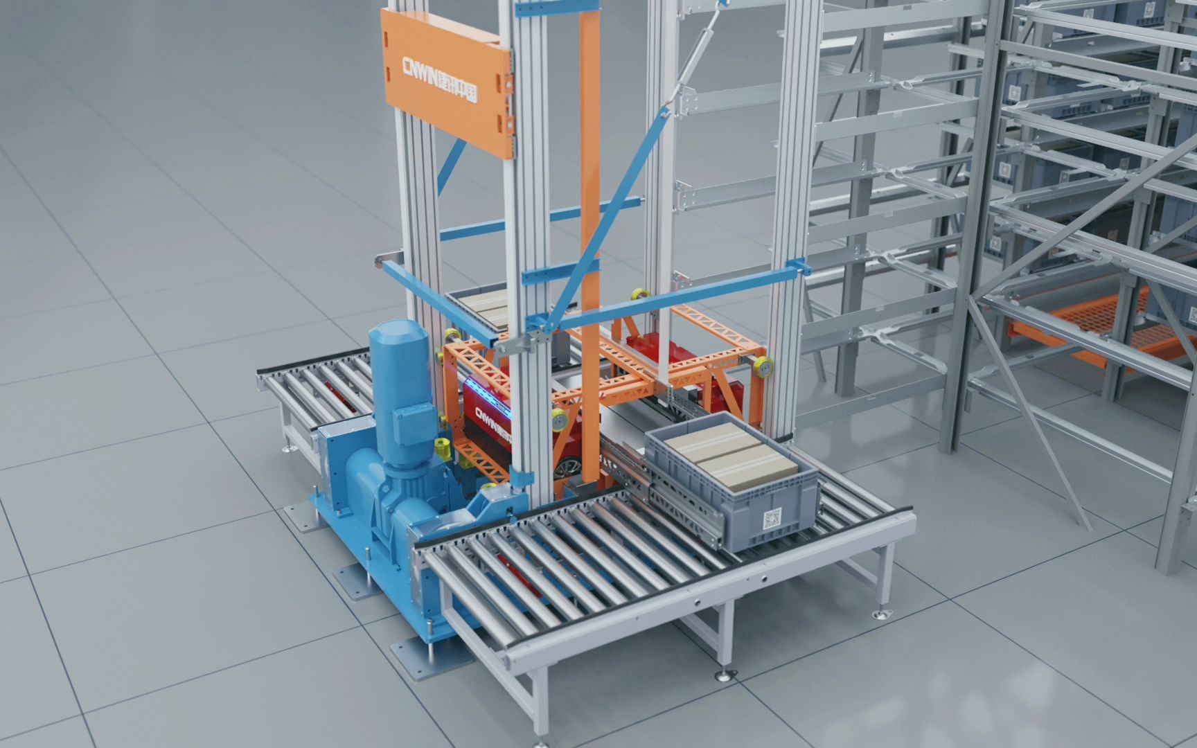 轻型料箱四向穿梭车载重在50kg作业视频