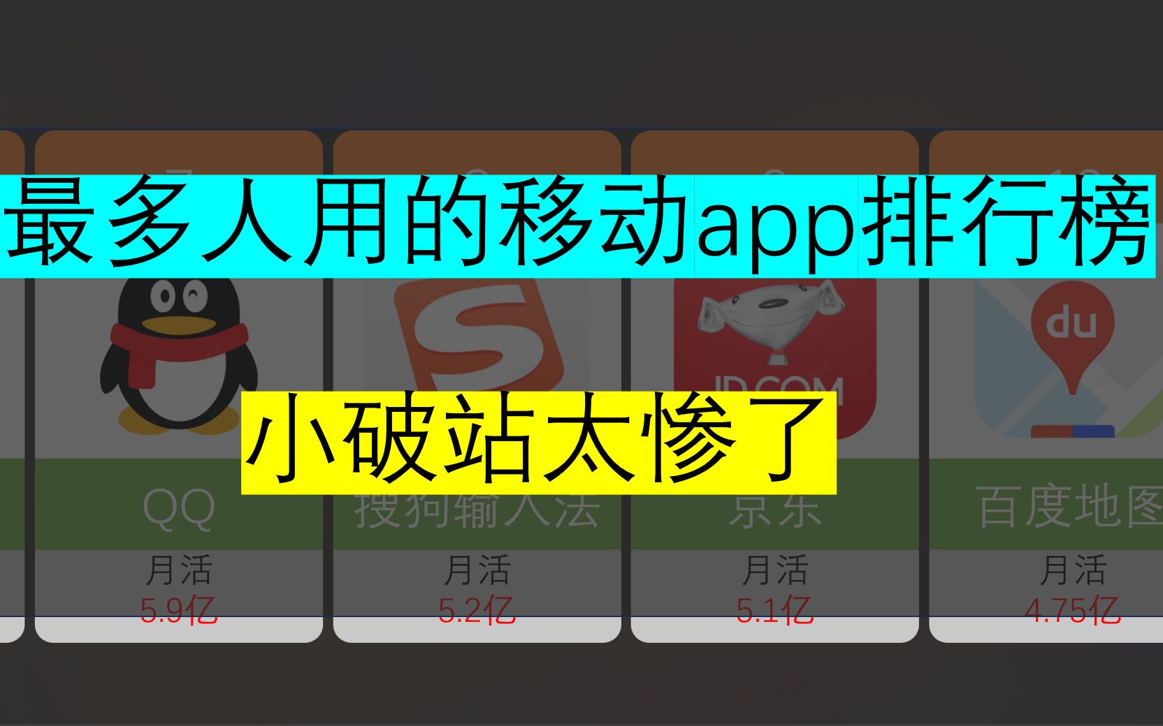 你知道最多人用的移动app有哪些吗?小破站太惨了!哔哩哔哩bilibili