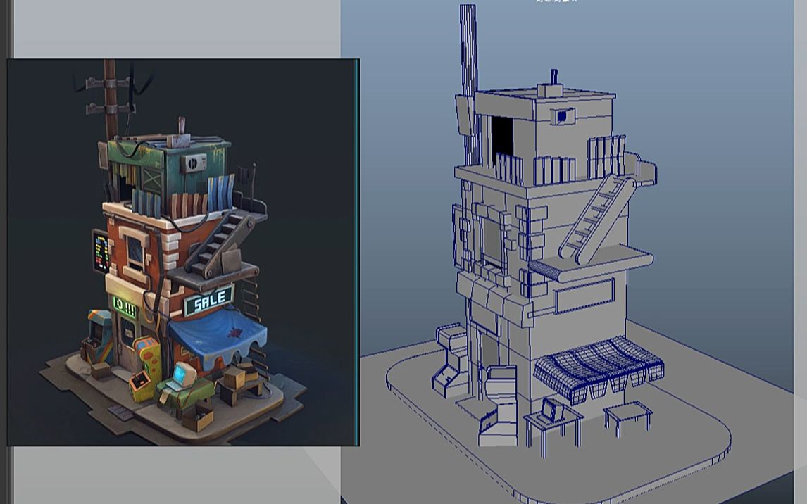 【maya】次世代"科幻建筑"场景模型搭建,maya零基础布线教学