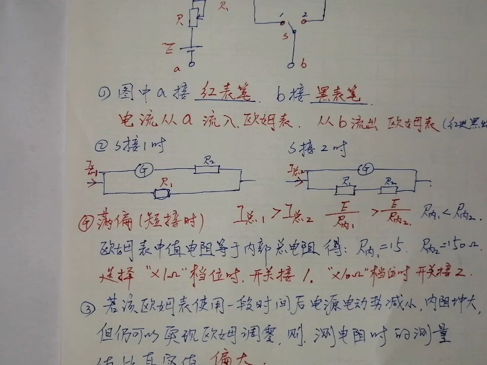 高二物理 欧姆表原理 红黑表笔接法 倍率选择原理 149哔哩哔哩bilibili