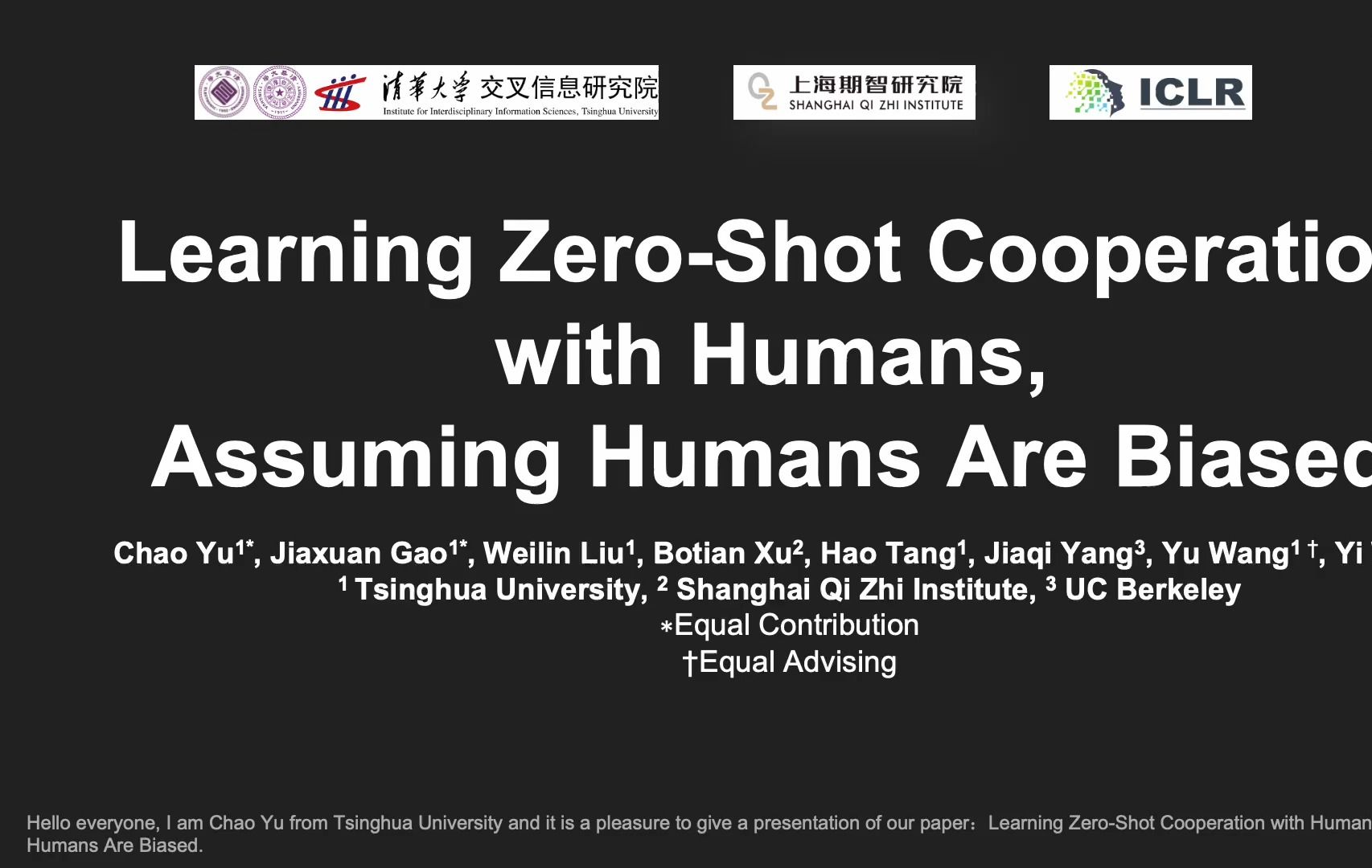 [ICLR2023] Learning ZeroShot Cooperation with Humans, Assuming Humans Are Biase哔哩哔哩bilibili