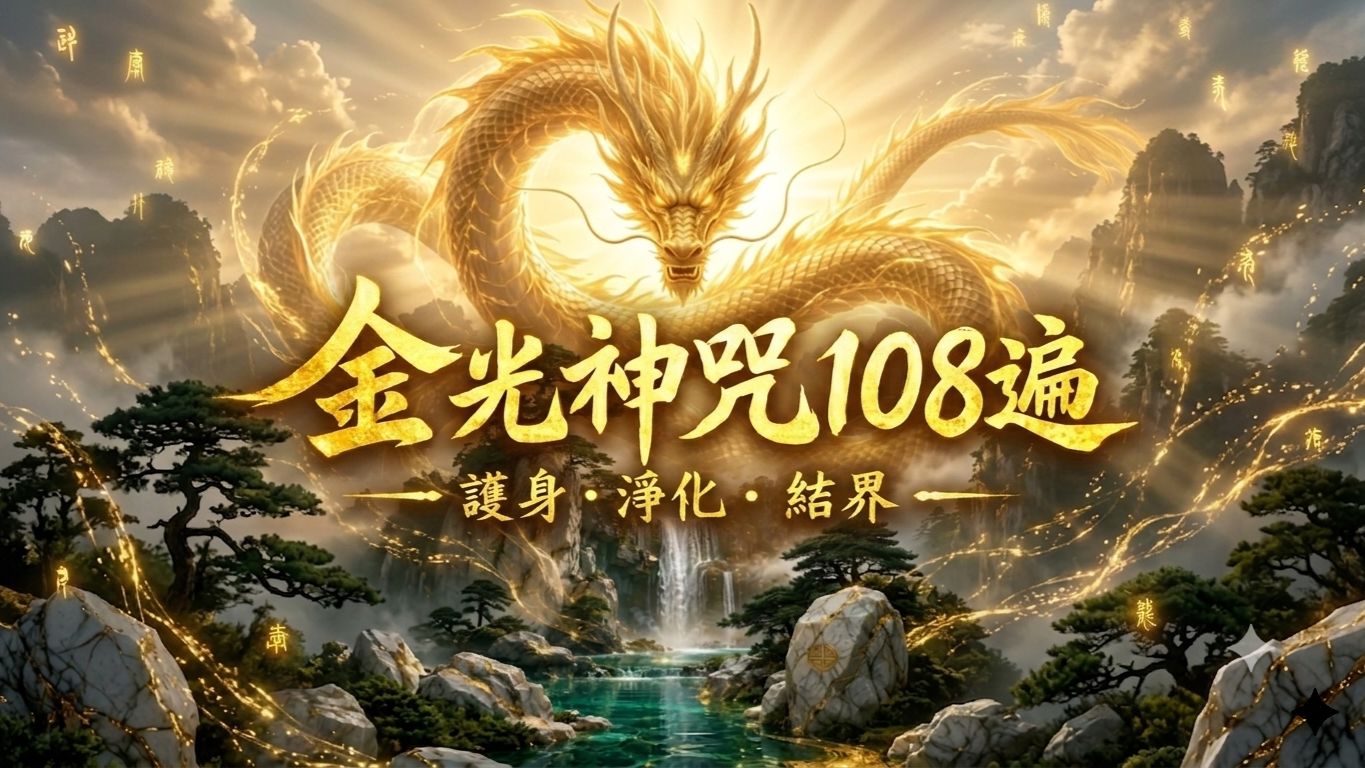 护身净化法宝《金光神咒》108遍完整持诵版！396Hz释放恐惧、转化低频能量，正气自来，高敏感体质睡前必听☯️