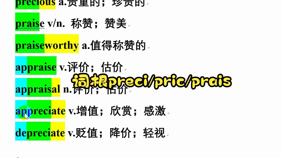 1分钟速记10个单词之词根preci/pric/prais哔哩哔哩bilibili