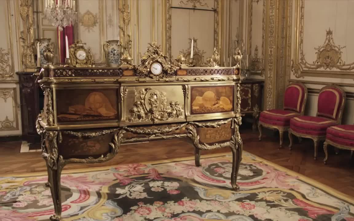 欧美古董家具打开一个国王办公室的卷顶桌油管