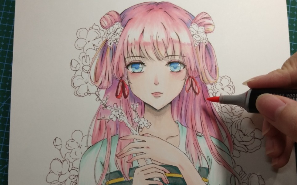 【马克笔手绘】"桃之夭夭"【手绘临摹】地缚少年花