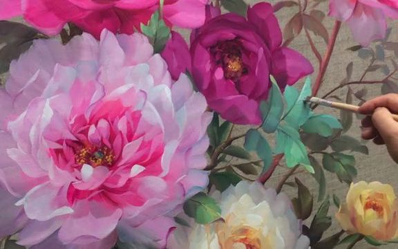 【油画】许碧欣油画牡丹