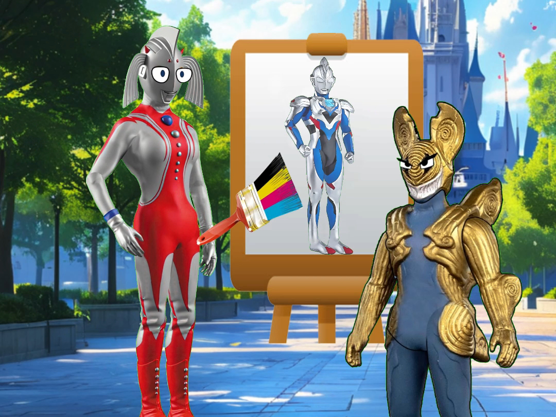 奥母用画板画出了长大后的泽塔