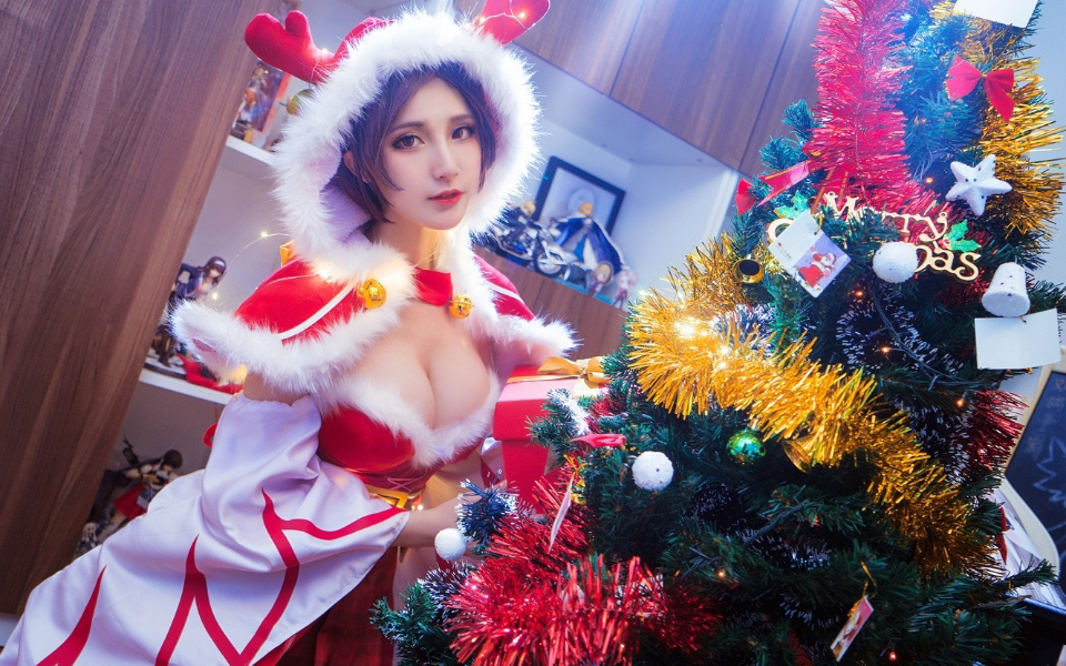 魔王cosplay王者荣耀貂蝉的圣诞恋鸽哔哩哔哩bilibili