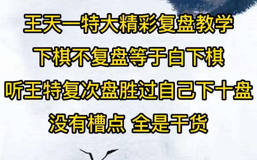 王天一特大精彩复盘教学,下棋不复盘等于白下棋,听王特复次盘胜,过自己下十盘.没有槽点全是干货.哔哩哔哩bilibili