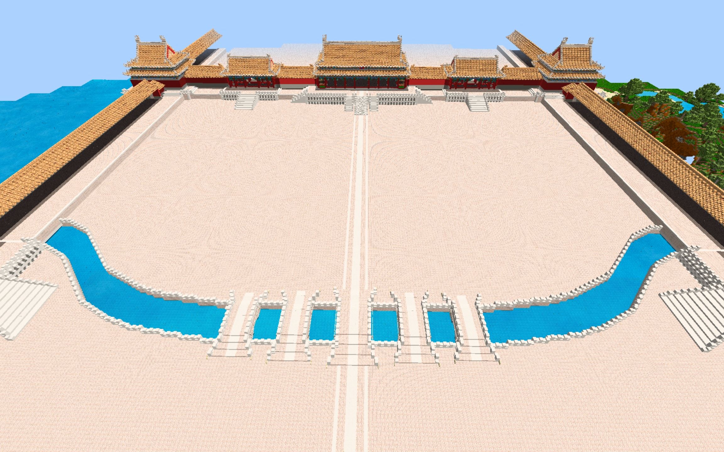 (3)我的世界故宫 太和门 内金水桥 镜像复制