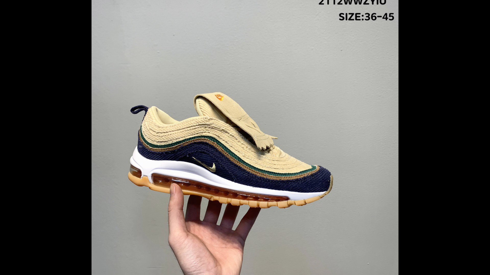 耐克air max 97燈芯絨子彈頭氣墊緩震動鞋