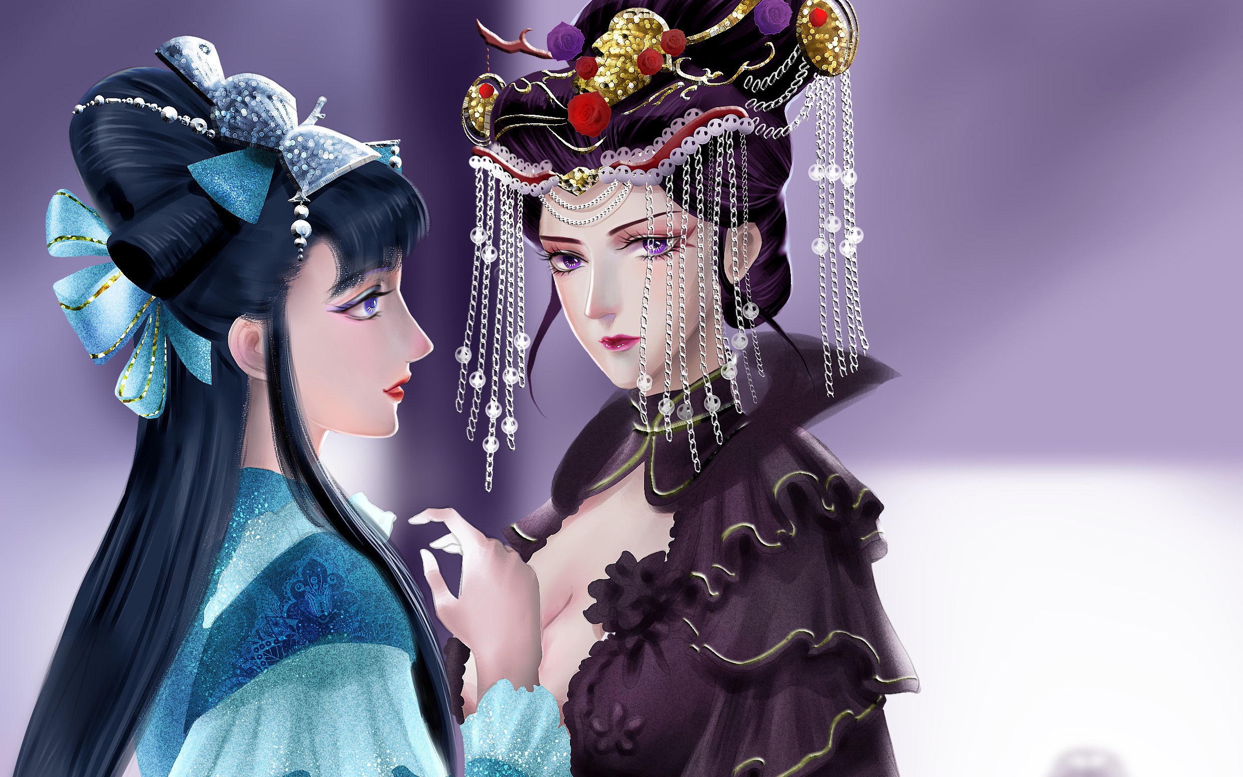 金光布袋戏凰后未珊瑚插画绘制过程～ipad pro绘画_哔哩哔哩 (゜-゜)