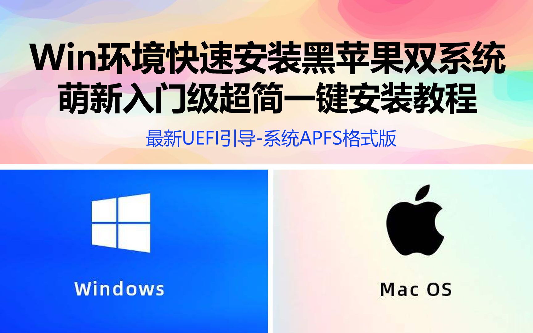 零基础Windows环境下快速安装最新版黑苹果macOS双系统完整版萌新新手小白入门级超简单一步安装教程适用于GPT、GUID、MBR黑苹果系统格式为...