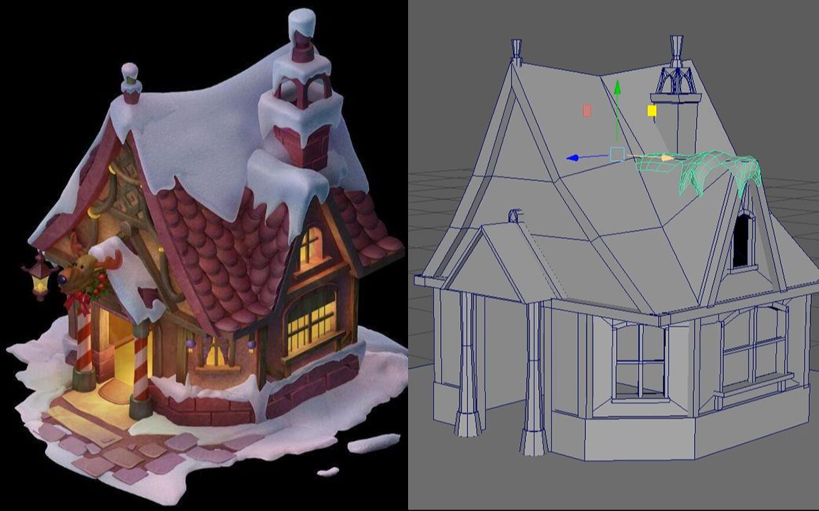 【maya建模】零基础房子教程入门,卡通小屋模型制作