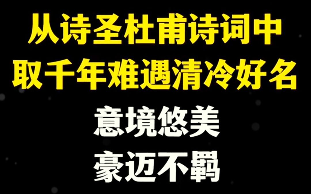 取自诗圣杜甫诗词中的绝美好名字,豪迈不羁!哔哩哔哩bilibili