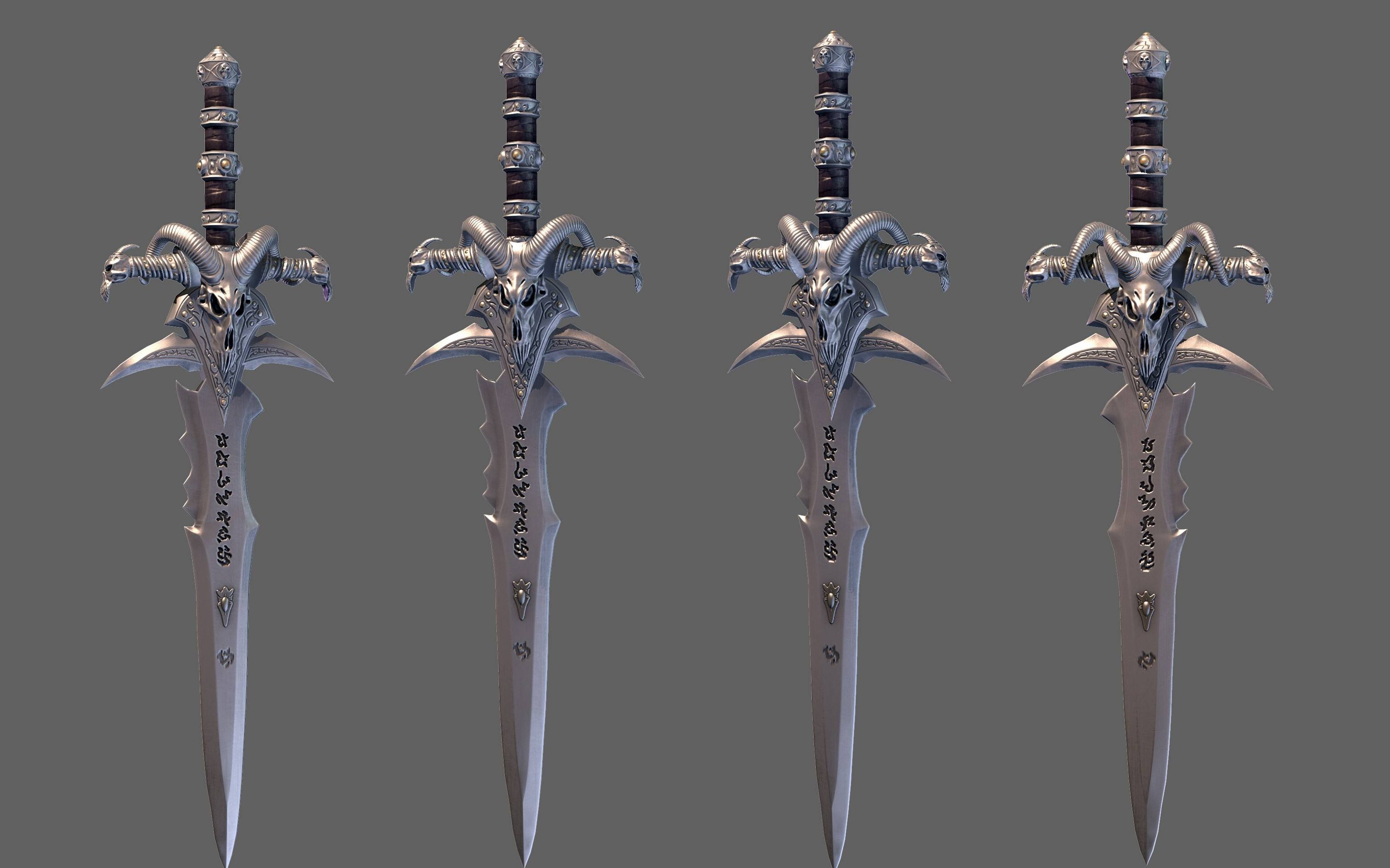 【3d建模】霜之哀伤模型sp材质贴图过程,zbrush高模上色