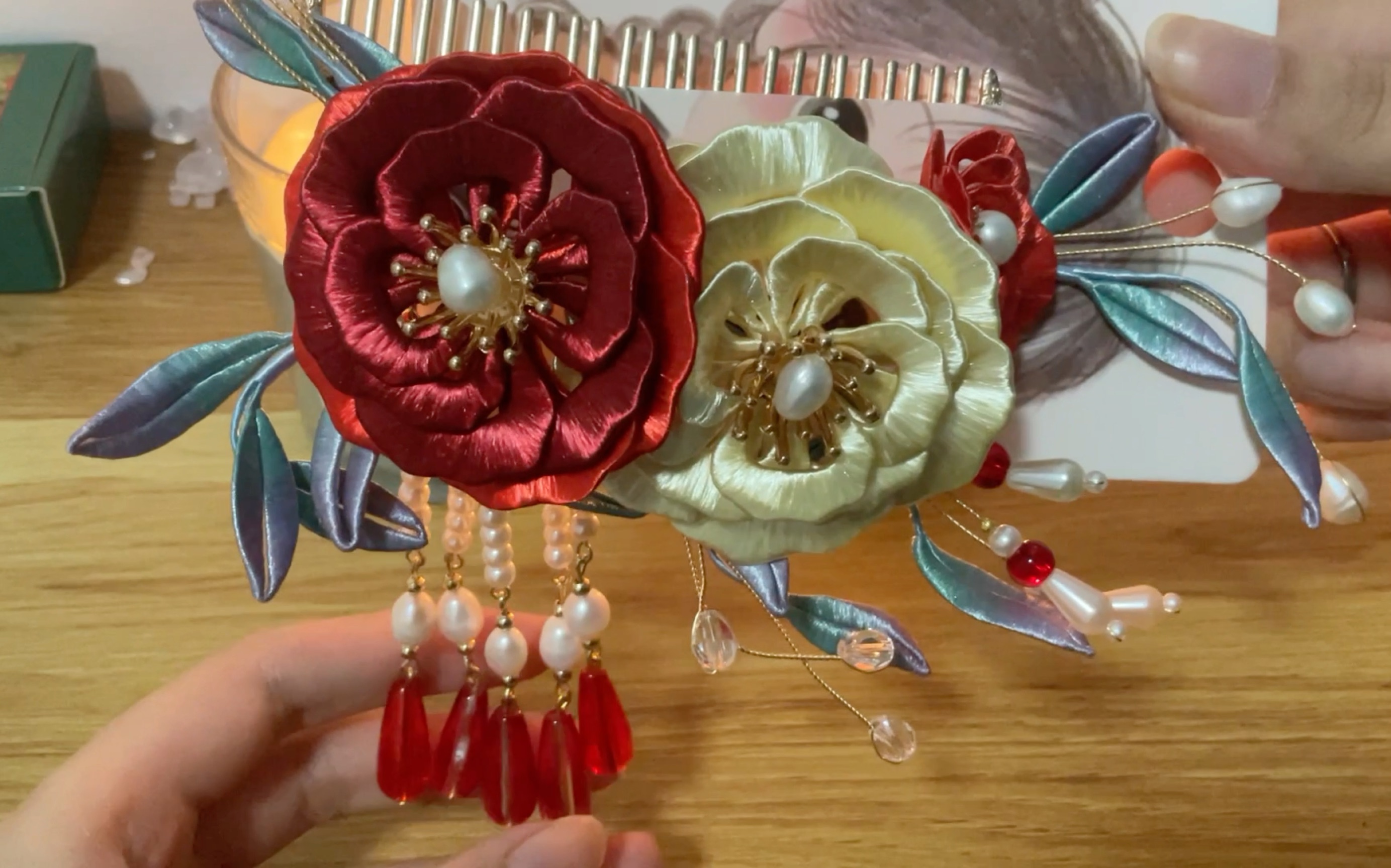 超级漂亮国风绒花后压发簪 好喜欢 抱怀里可以梦一宿 ^_^-【非原创手