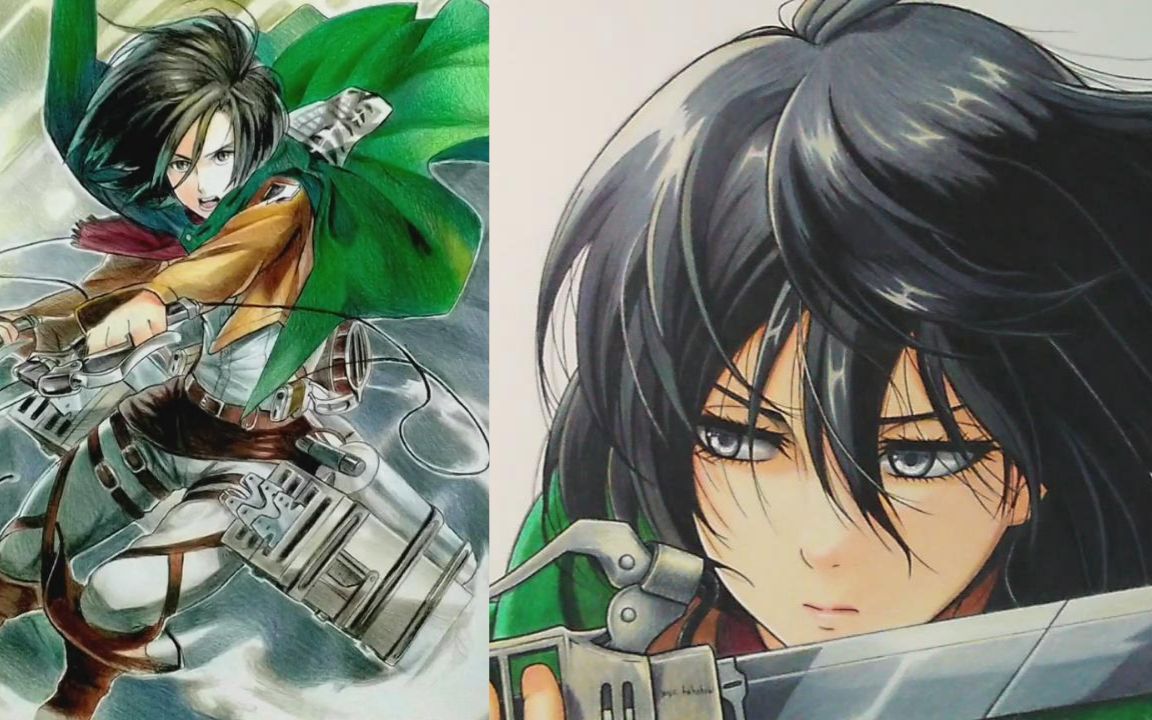 五大外网手绘大神笔下的进击的巨人 - 三笠·阿克曼_哔哩哔哩_bili