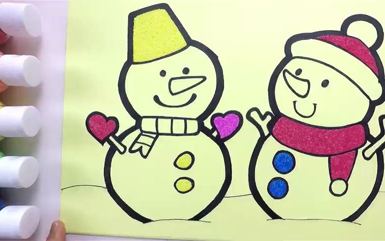 沙画制作可爱的雪人