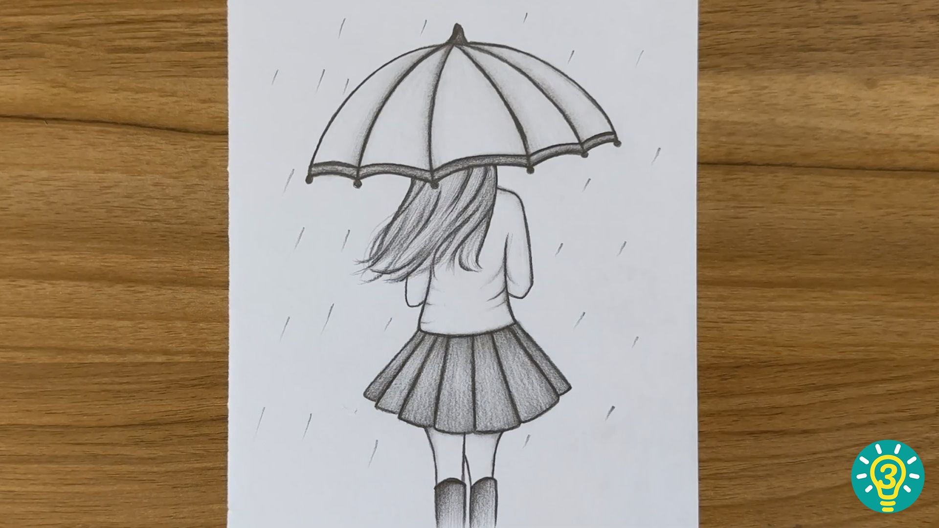 3分钟绘画一个带伞的孤独女孩,绘画治愈心灵