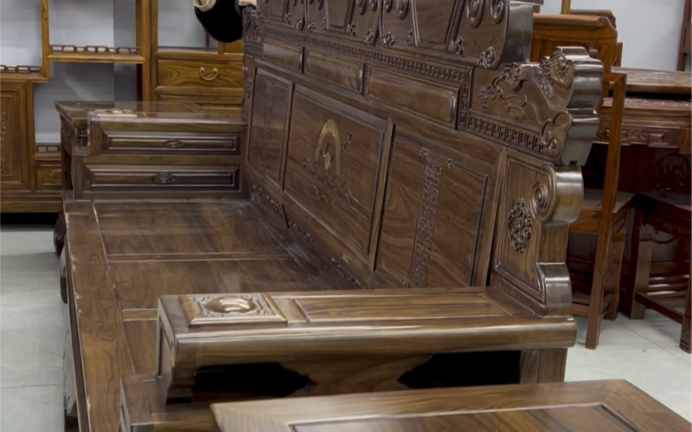 沙发10件套 老榆木沙发 客厅沙发 宽扶手沙发 沙发电视柜 茶几沙发