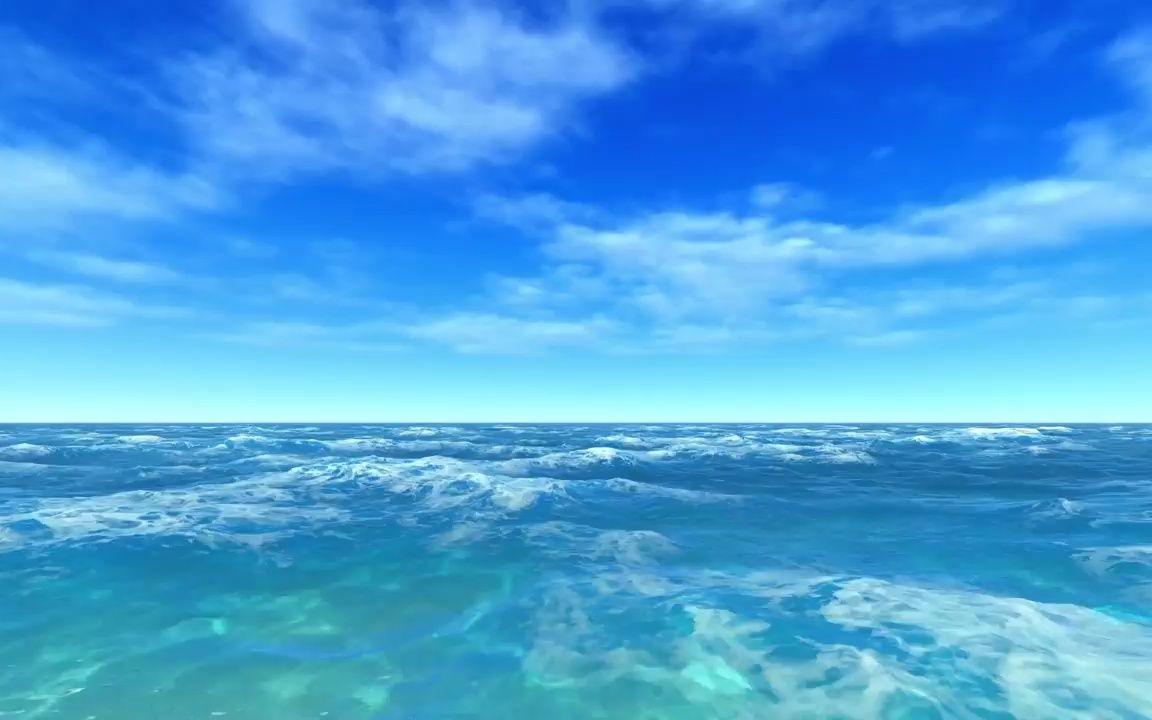 视频素材 ▏h415 唯美大气蓝色海洋海水白色海浪浪花蓝天白云壮美大