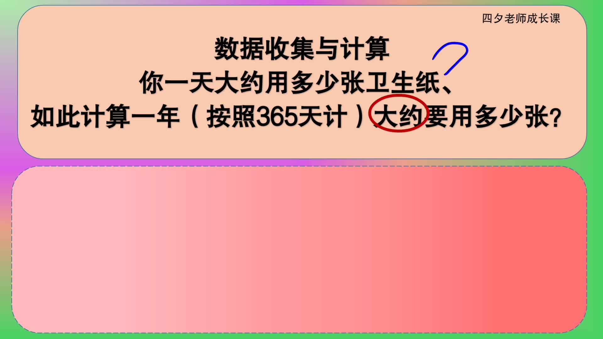 四年级数学:你一天大约用卫生纸多少张?一年365天呢?哔哩哔哩bilibili