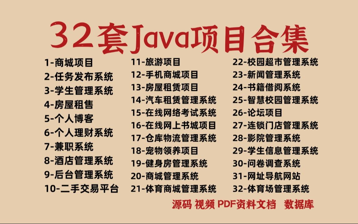 【Java项目合集】各种Java毕业设计实战案例(附源码课件+PDF资料文档)任你挑选!简历、Java作业、课程设计统统拿下!允许白嫖!哔哩哔哩bilibili