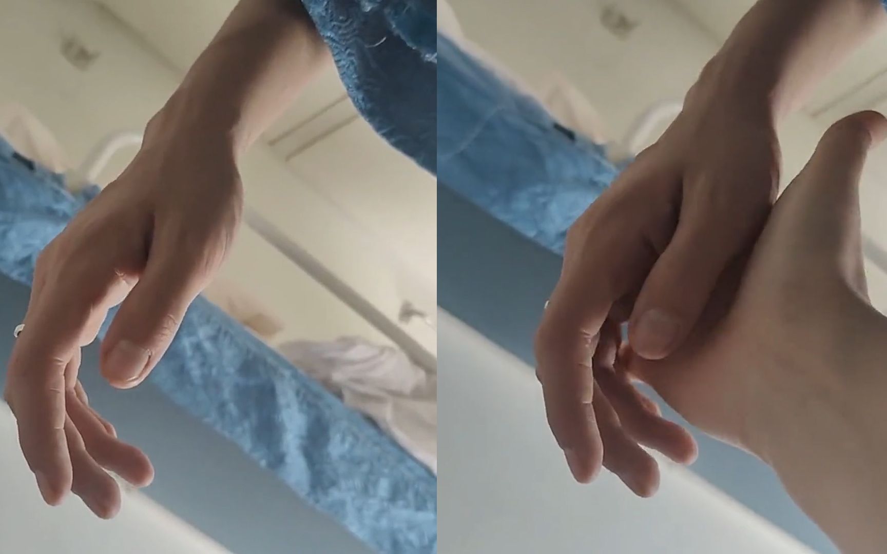 上铺男子总将手垂下,女子犹豫再三后一把拉住对方的手,结局爆笑